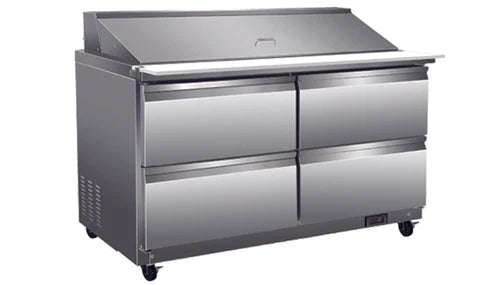 North-Air NA-S60M-4D Double Door 61" Refrigerated Mega Top Salad & Sandwich Prep Table With 4 Drawers