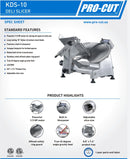 Pro-Cut KDS-10 Meat Slicer - 10" Blade, 1/3 HP, Belt Drive