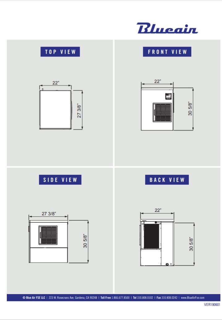 Blue Air BLMI-500A Modular Ice Machine, Crescent Shaped Ice Cubes -538 lbs/24 HRS ( ICE BIN SOLD SEPARATELY )