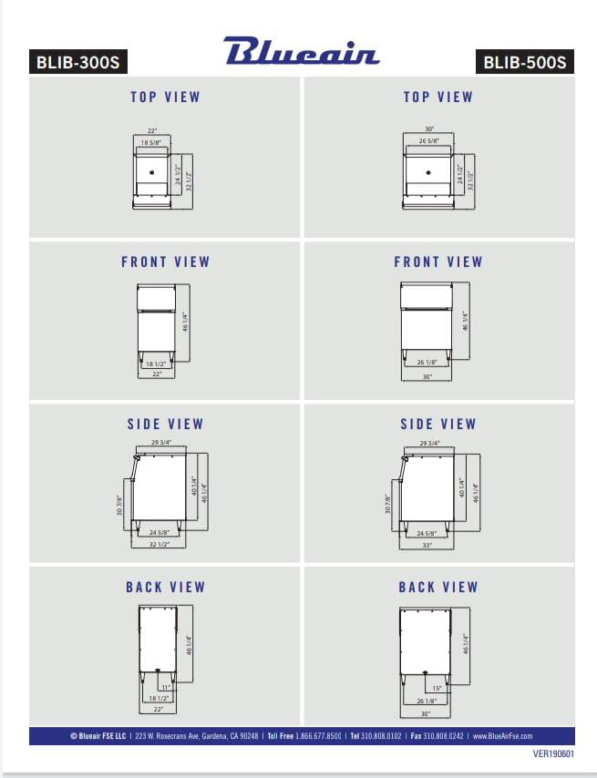 Blue Air BLIB-300S Ice Storage Bin - 320 LBS Ice Storage Capacity