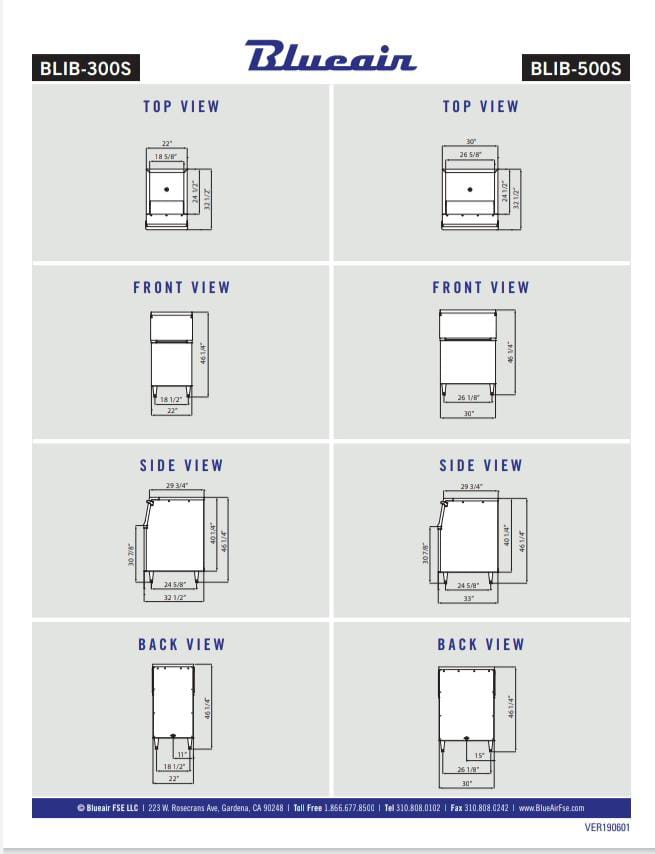 Blue Air BLIB-500S Ice Storage Bin - 460 LBS Ice Storage Capacity