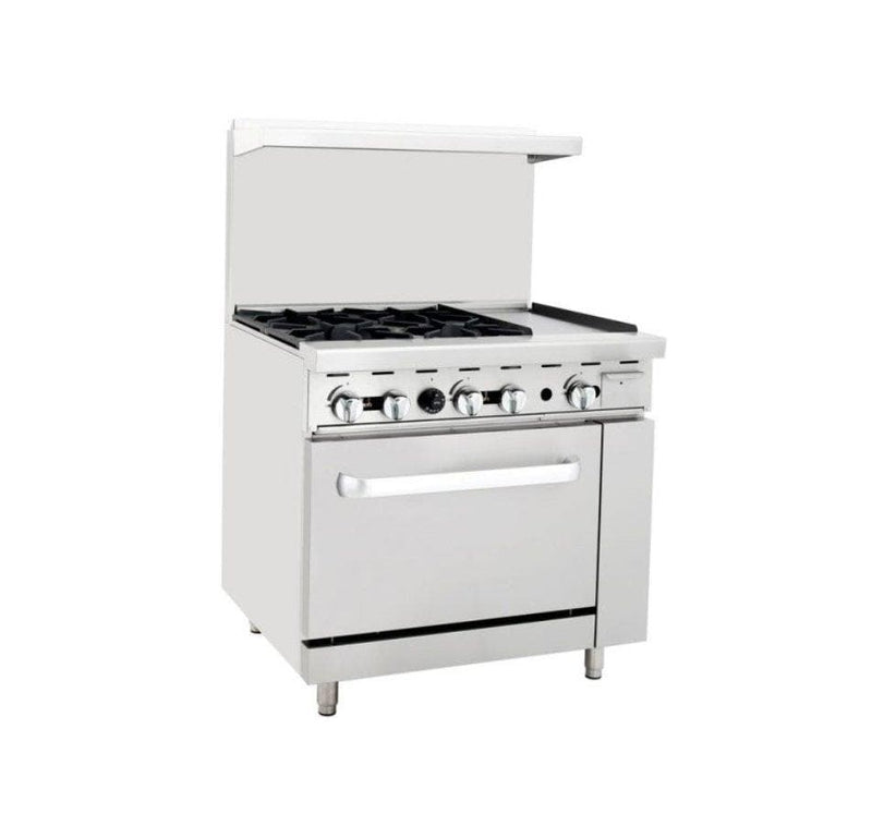 Omega Natural Gas 4 Burners with 12" Griddle Stove Top Range