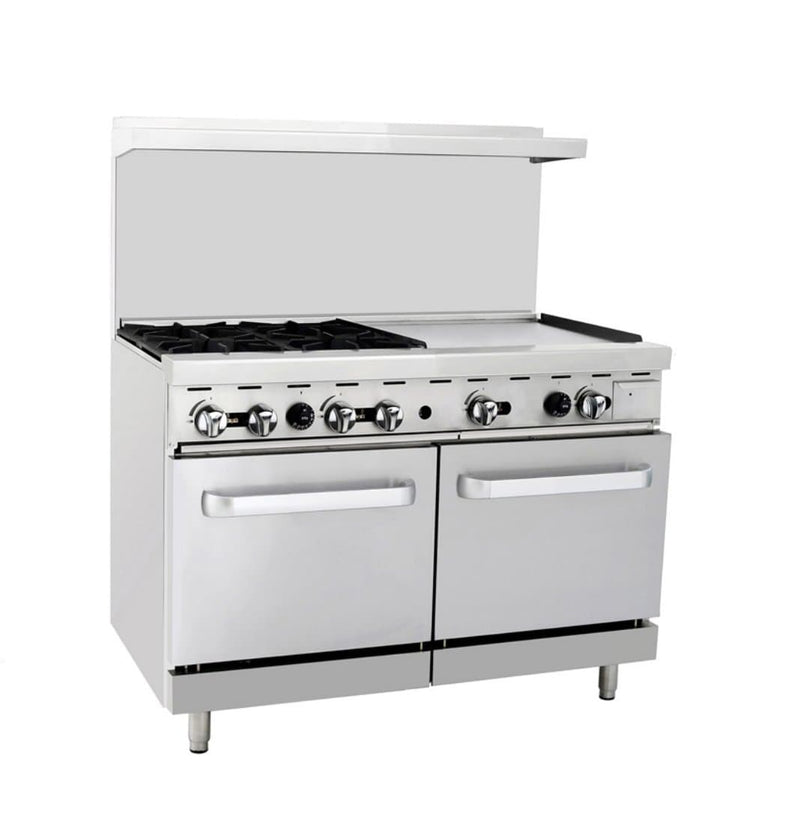 Omega Natural Gas 4 Burners with 24" Griddle Stove Top Range